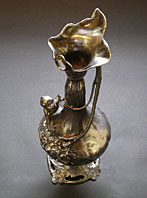 antique pottery image - WMF STYLE CONTINENTAL JUGENDSTIL ORGANIC ART NOUVEAU SILVER PLATED CHILS AND BIRD VASE C.1905