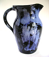 VINTAGE EWENNY WALES ART POTTERY INKY BLUE GLAZE JUG VASE - EARLY 20TH CENTURY