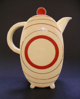 antique pottery image - STUNNING ART DECO CERAMICS: CLARICE CLIFF BON JOUR SHAPE TARGET PATTERN COFFEE SET SIX PIECES C.1933-35