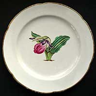 DERBY BOTANICAL SERVICE PATTERN LARGE PLATE, WITH FINE ORCHID FLORAL STUDY BY WILLIAM QUAKER PEGG C.1797-1800