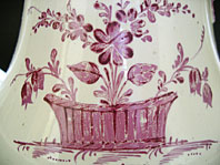 antique pottery image - A RARE DERBY MELBOURNE POTTERY CREAMWARE COFFEE POT AND COVER WITH SUPERB CHARACTERISTIC PURPLE MONOCHROME DECORATION C.1770