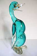 Decorative arts glass image - Murano Sommerso Art Glass duck figure with original foil label c.1960-70