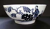 antique pottery image - LIVERPOOL PORCELAIN BLUE AND WHITE CHINOISERIE FIGURES PATTERN BOWL, JOHN AND JANE PENNINGTON C.1770-94