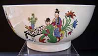 antique pottery image - WORCESTER PORCELAIN MEISSEN MARK, CHINESE FAMILY STAND PATTERN BOWL C.1775